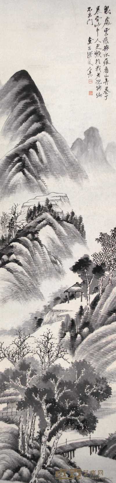 陈允升 山水 立轴 169×45cm